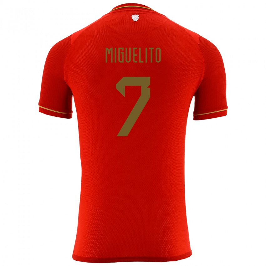 Criança Camisola Bolívia Miguelito #7 Vermelho Alternativa 24-26 Camisa Brasil