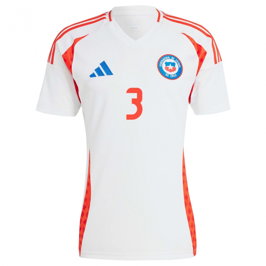 Criança Camisola Chile Iván Román #3 Branco Alternativa 24-26 Camisa Brasil