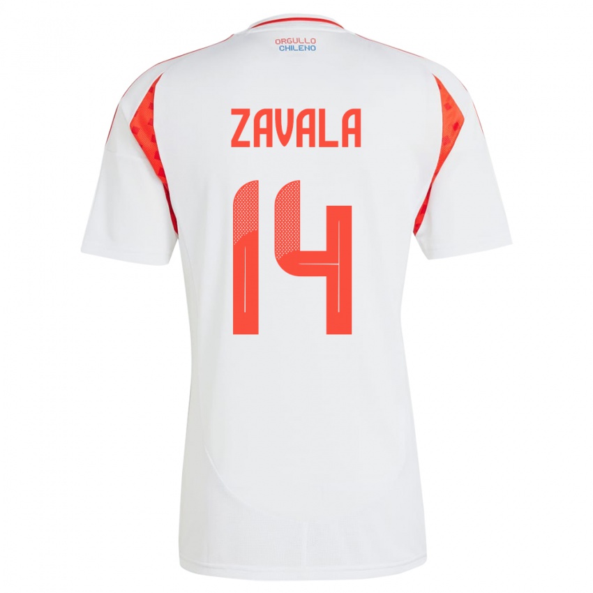 Criança Camisola Chile Cristián Zavala #14 Branco Alternativa 24-26 Camisa Brasil