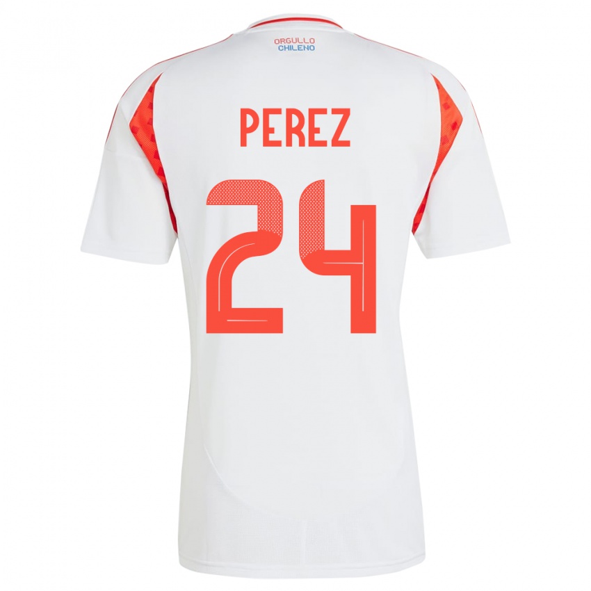 Criança Camisola Chile César Pérez #24 Branco Alternativa 24-26 Camisa Brasil