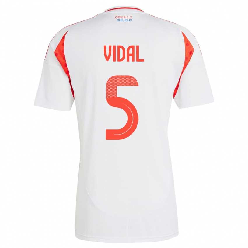 Criança Camisola Chile Valentín Vidal #5 Branco Alternativa 24-26 Camisa Brasil