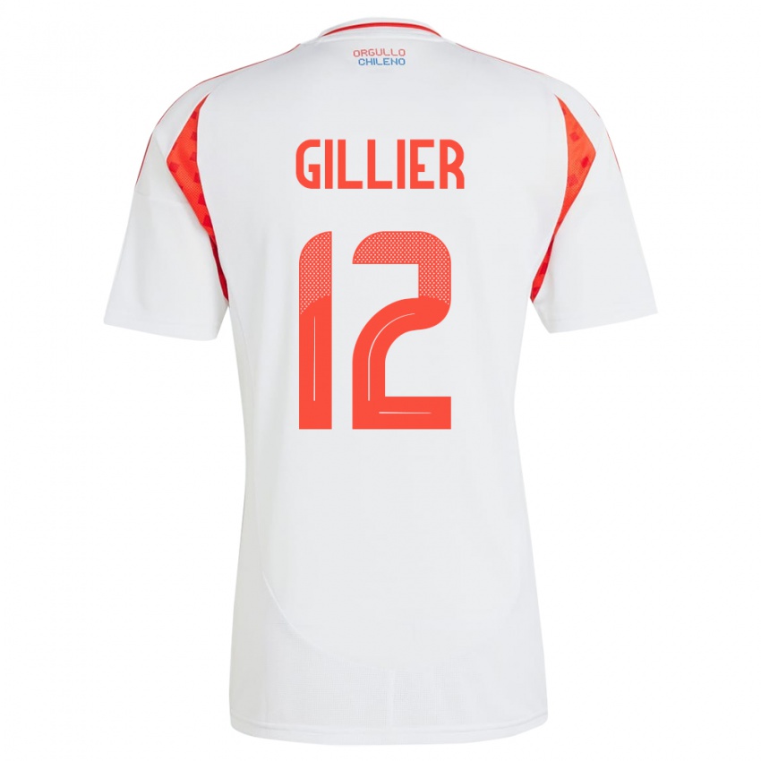 Criança Camisola Chile Thomas Gillier #12 Branco Alternativa 24-26 Camisa Brasil