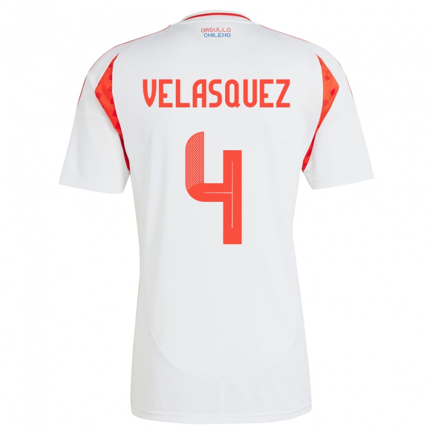 Criança Camisola Chile Lucas Velásquez #4 Branco Alternativa 24-26 Camisa Brasil