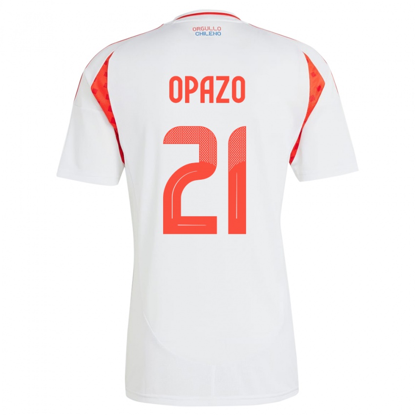 Criança Camisola Chile Diego Opazo #21 Branco Alternativa 24-26 Camisa Brasil