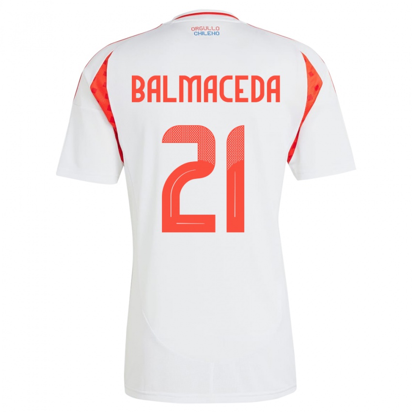 Criança Camisola Chile Rosario Balmaceda #21 Branco Alternativa 24-26 Camisa Brasil