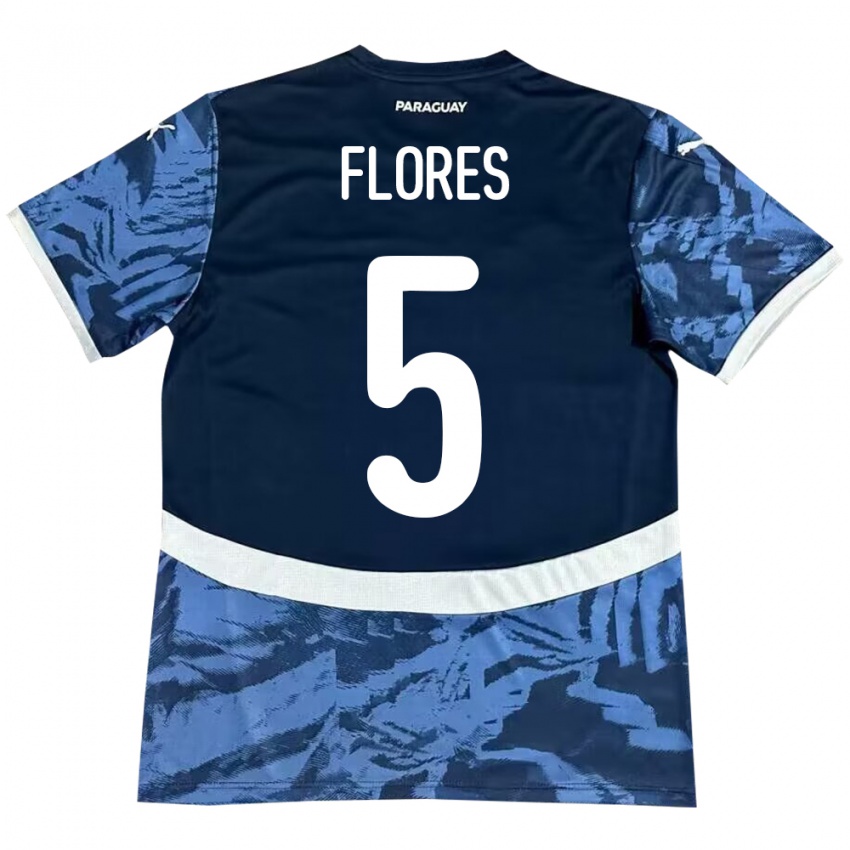 Criança Camisola Paraguai Gilberto Flores #5 Azul Alternativa 24-26 Camisa Brasil