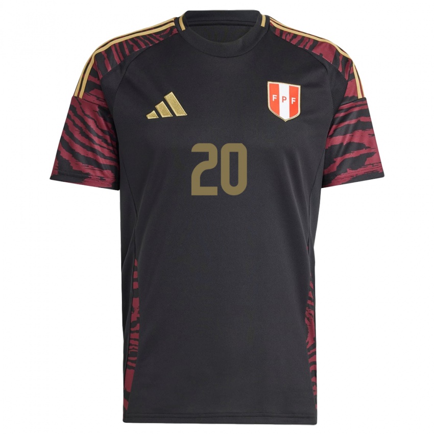 Criança Camisola Peru Edison Flores #20 Preto Alternativa 24-26 Camisa Brasil