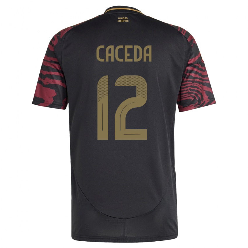 Criança Camisola Peru Carlos Cáceda #12 Preto Alternativa 24-26 Camisa Brasil