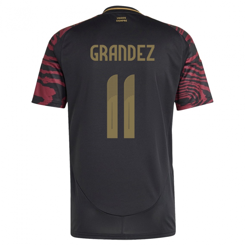 Criança Camisola Peru Guillermo Grández #11 Preto Alternativa 24-26 Camisa Brasil