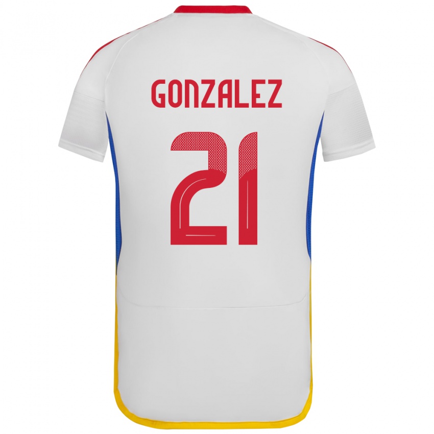 Criança Camisola Venezuela Alexander González #21 Branco Alternativa 24-26 Camisa Brasil