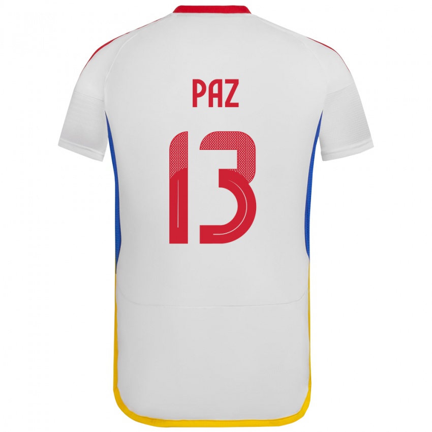 Criança Camisola Venezuela Jesús Paz #13 Branco Alternativa 24-26 Camisa Brasil