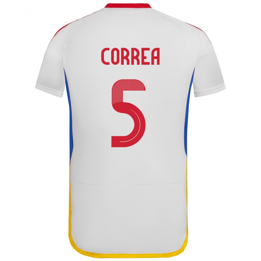 Criança Camisola Venezuela José Correa #5 Branco Alternativa 24-26 Camisa Brasil