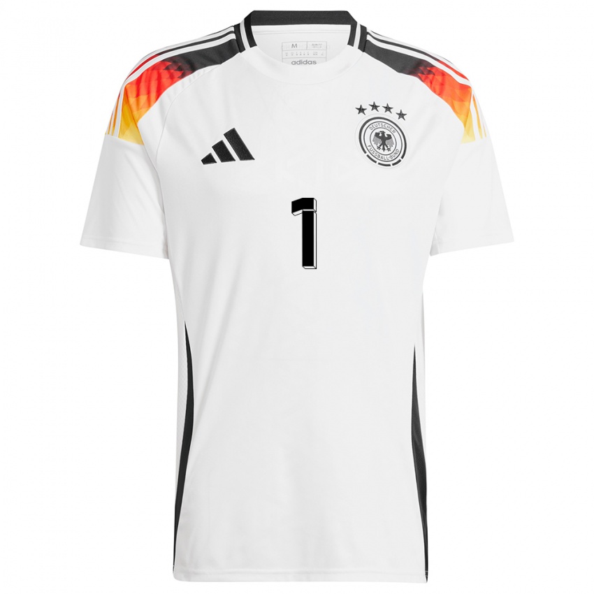 Homem Camisola Alemanha Manuel Neuer #1 Branco Principal 24-26 Camisa Brasil