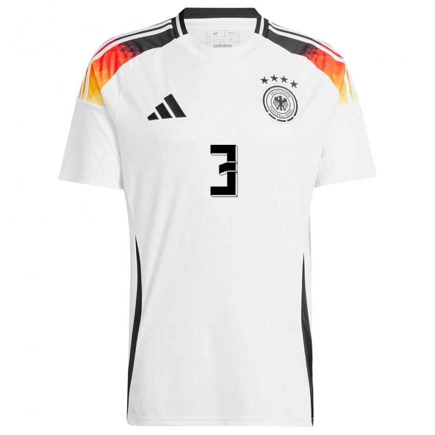 Homem Camisola Alemanha David Raum #3 Branco Principal 24-26 Camisa Brasil