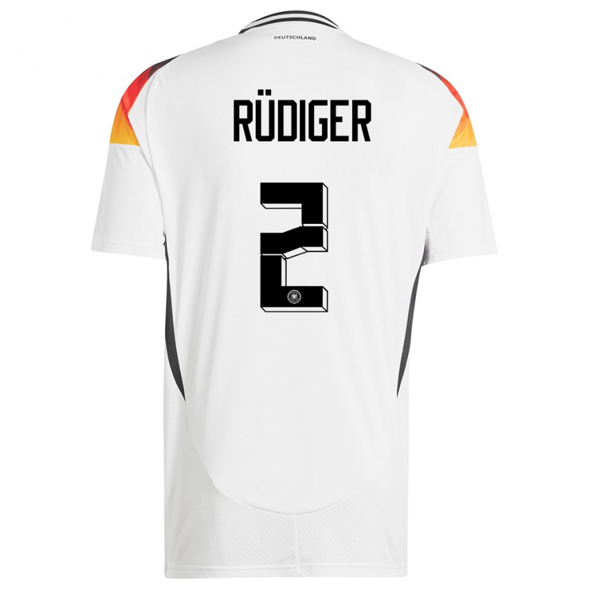 Homem Camisola Alemanha Antonio Rudiger #2 Branco Principal 24-26 Camisa Brasil