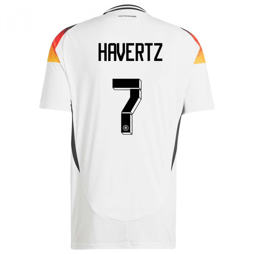 Homem Camisola Alemanha Kai Havertz #7 Branco Principal 24-26 Camisa Brasil