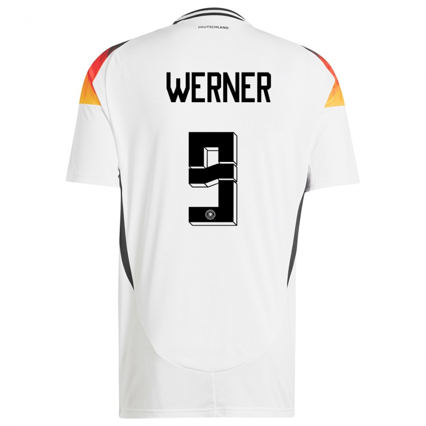 Homem Camisola Alemanha Timo Werner #9 Branco Principal 24-26 Camisa Brasil