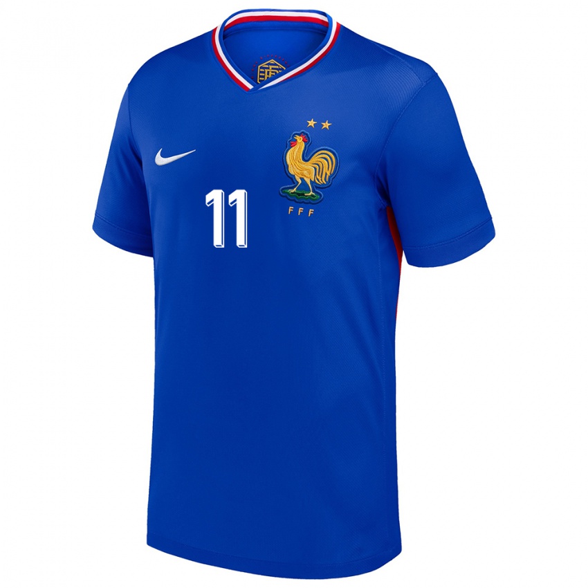 Homem Camisola França Ousmane Dembele #11 Azul Principal 24-26 Camisa Brasil