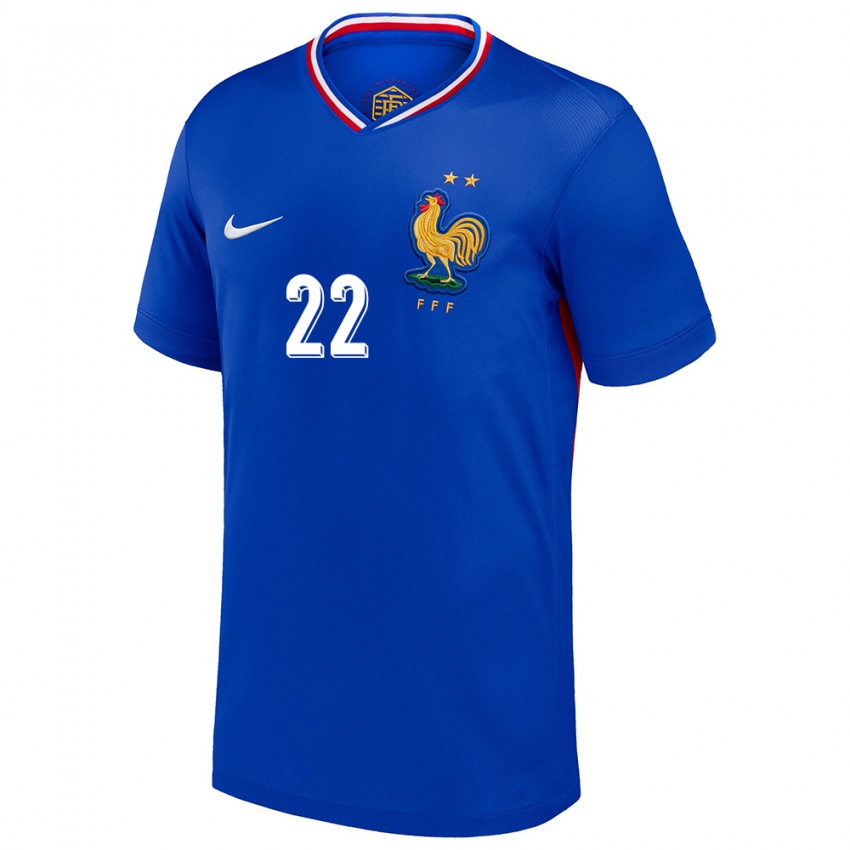 Homem Camisola França Adrien Truffert #22 Azul Principal 24-26 Camisa Brasil