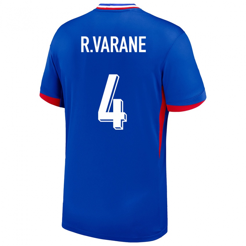 Homem Camisola França Raphael Varane #4 Azul Principal 24-26 Camisa Brasil