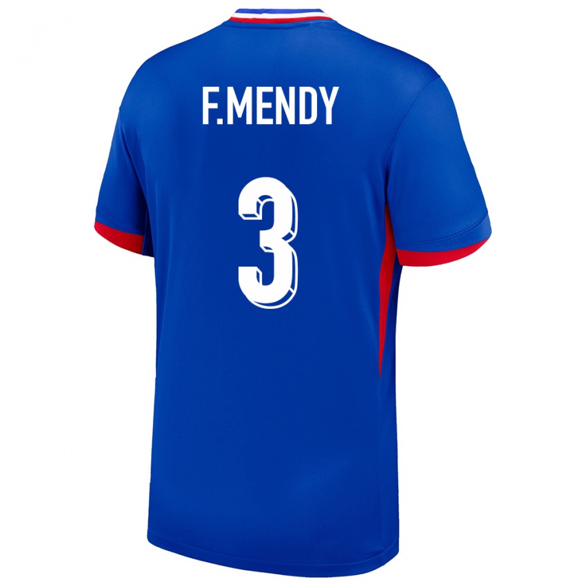 Homem Camisola França Ferland Mendy #3 Azul Principal 24-26 Camisa Brasil