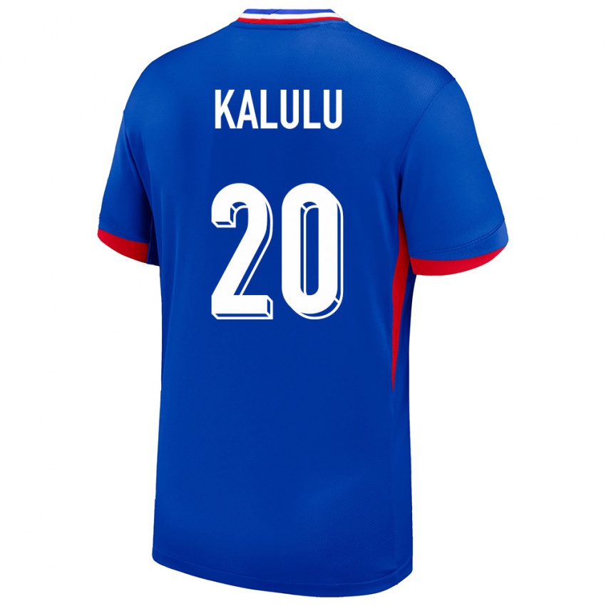 Homem Camisola França Pierre Kalulu #20 Azul Principal 24-26 Camisa Brasil