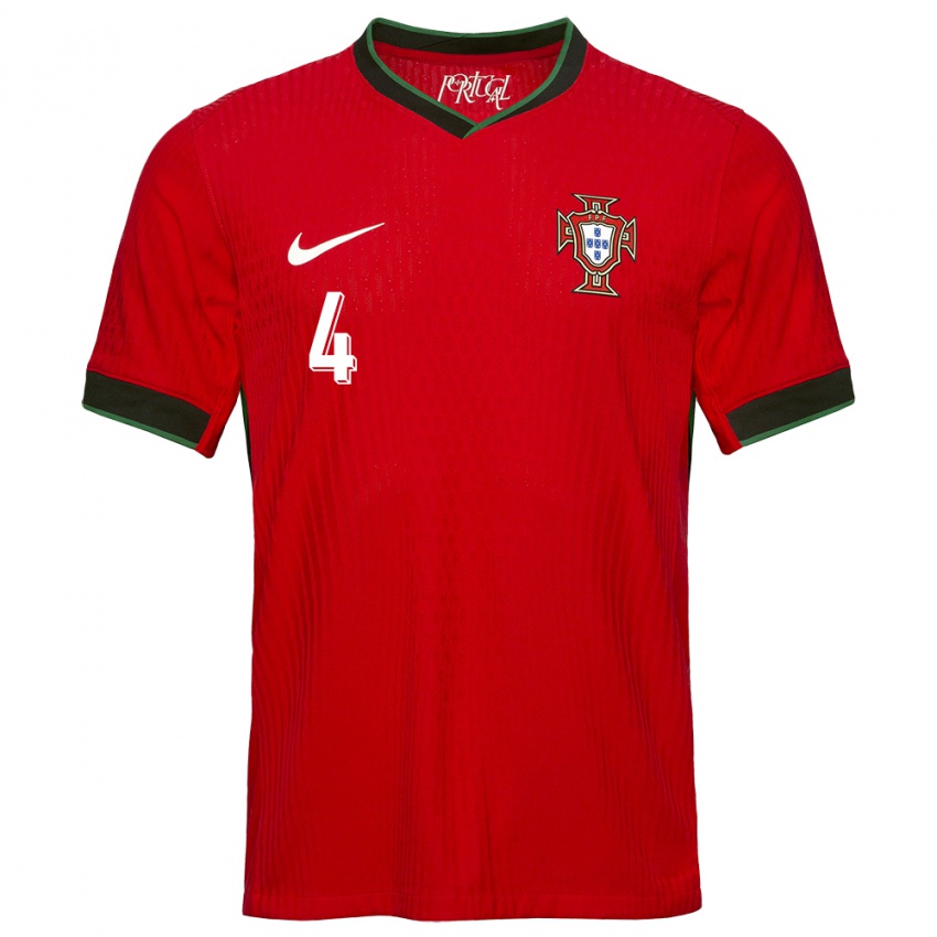 Homem Camisola Portugal Ruben Dias #4 Vermelho Principal 24-26 Camisa Brasil