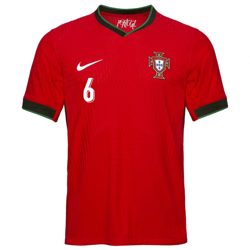 Homem Camisola Portugal Suzane Pires #6 Vermelho Principal 24-26 Camisa Brasil