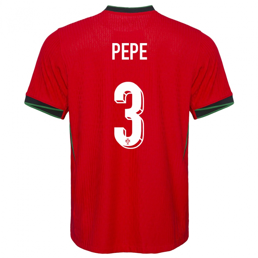 Homem Camisola Portugal Pepe #3 Vermelho Principal 24-26 Camisa Brasil