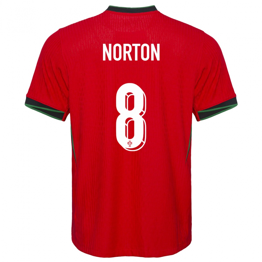 Homem Camisola Portugal Andreia Norton #8 Vermelho Principal 24-26 Camisa Brasil
