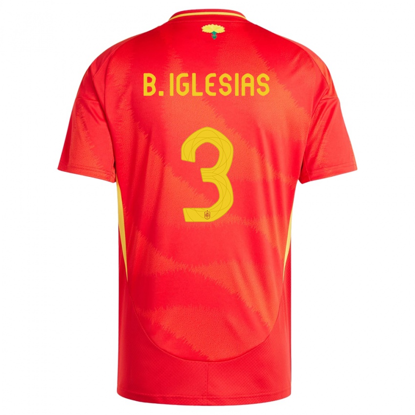 Homem Camisola Espanha Borja Iglesias #3 Vermelho Principal 24-26 Camisa Brasil