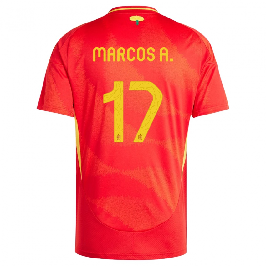 Homem Camisola Espanha Marcos Alonso #17 Vermelho Principal 24-26 Camisa Brasil