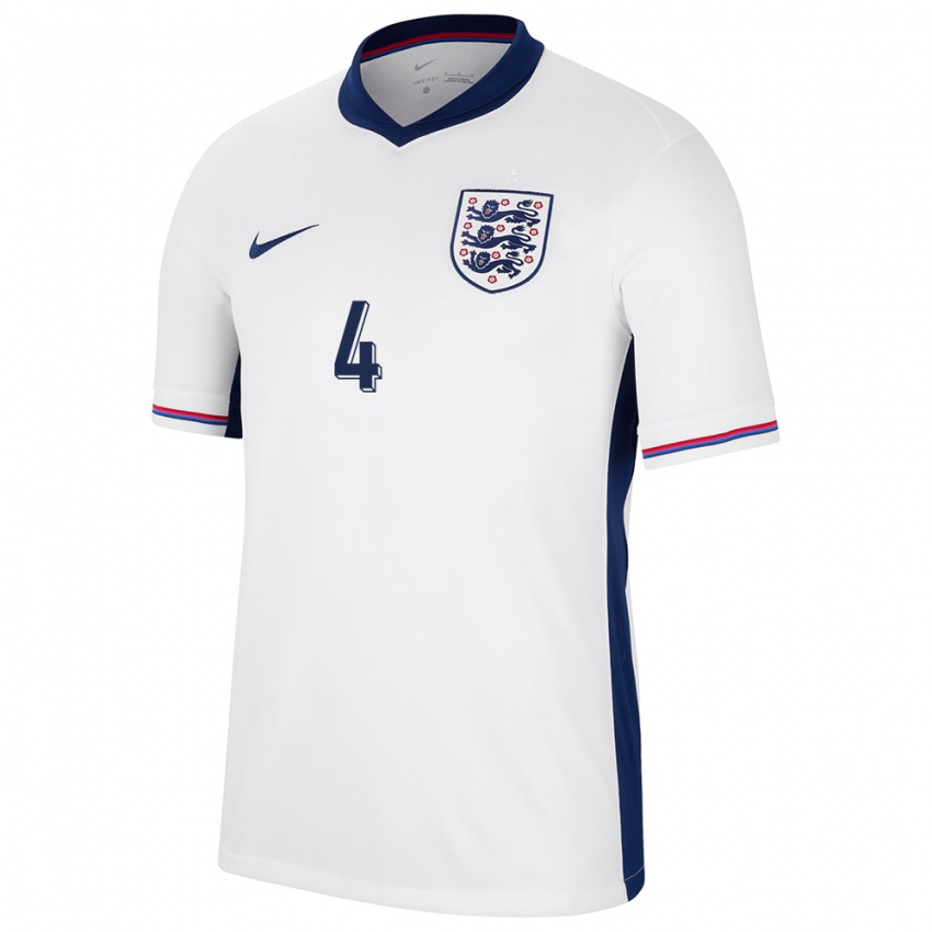 Homem Camisola Inglaterra Declan Rice #4 Branco Principal 24-26 Camisa Brasil