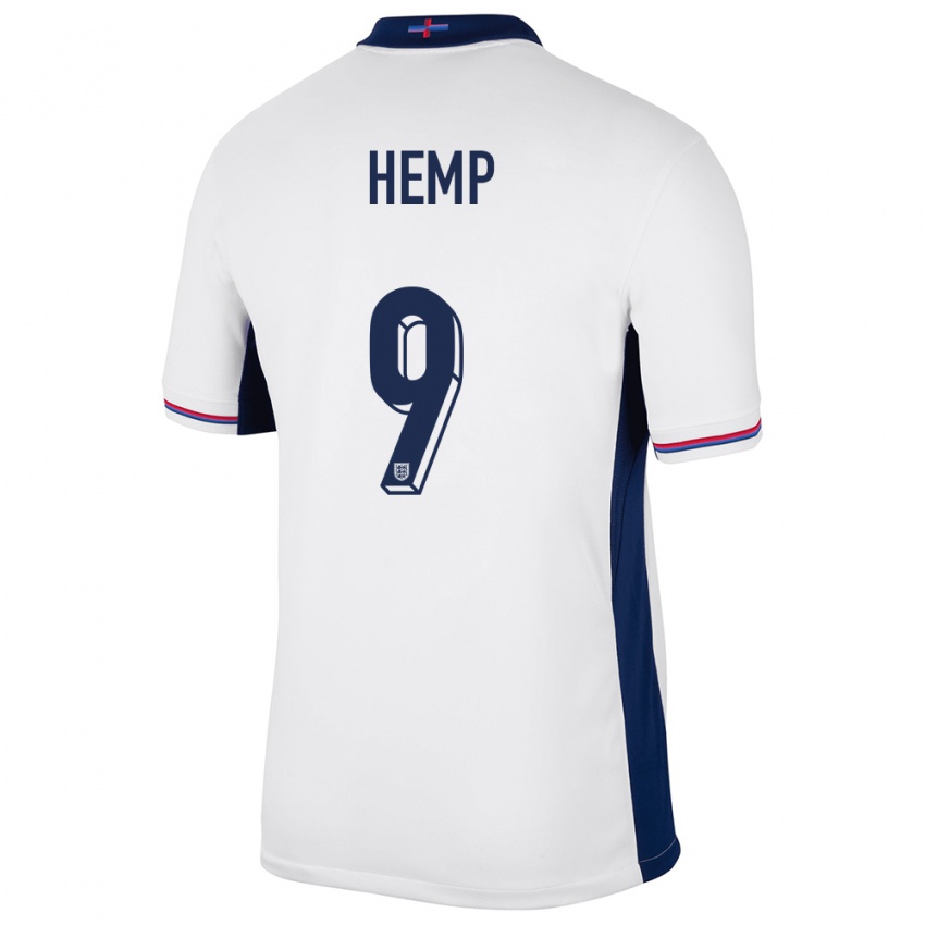 Homem Camisola Inglaterra Lauren Hemp #9 Branco Principal 24-26 Camisa Brasil