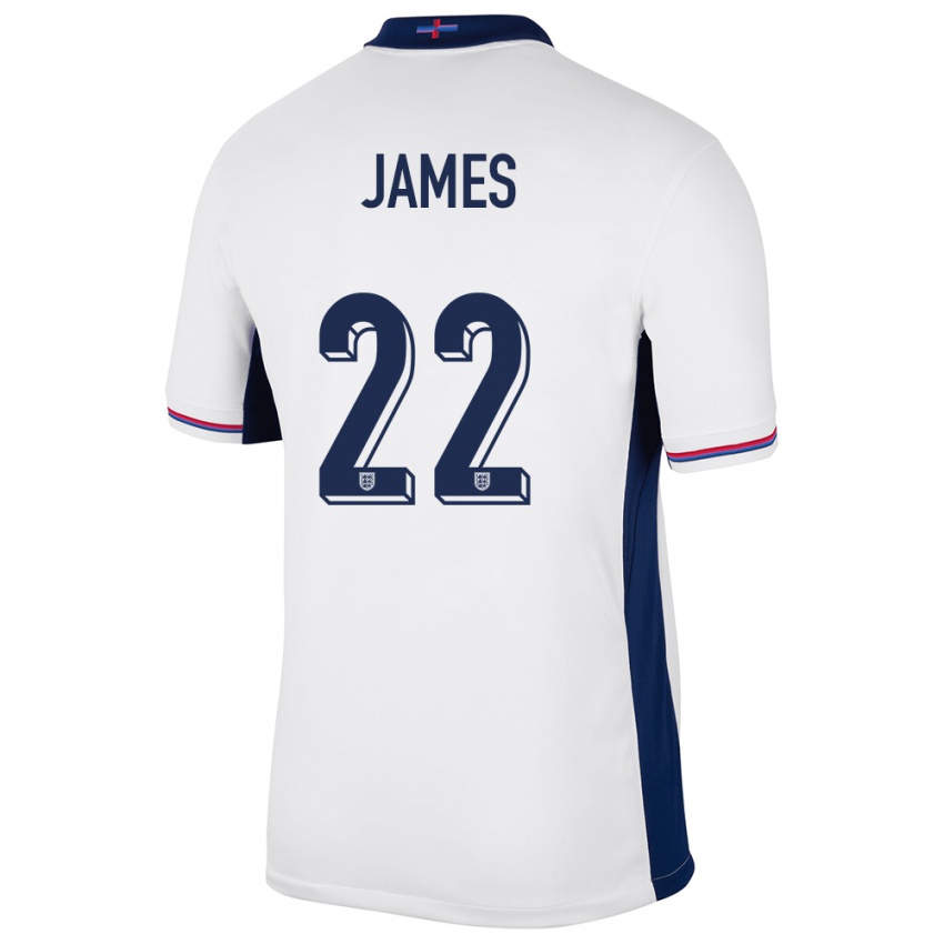 Homem Camisola Inglaterra Lauren James #22 Branco Principal 24-26 Camisa Brasil