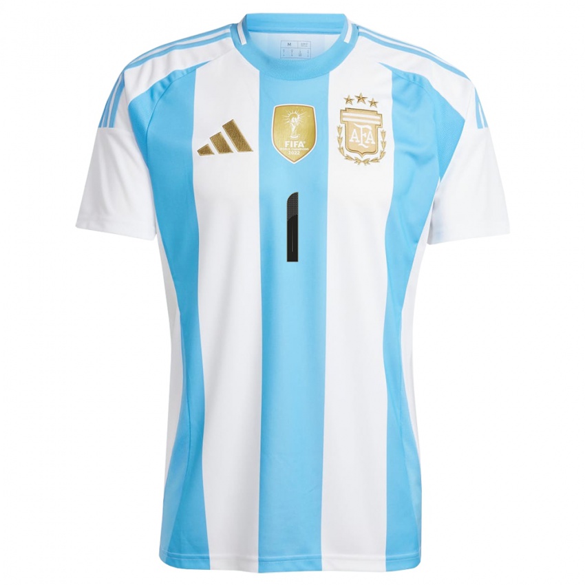 Homem Camisola Argentina Franco Armani #1 Branco Azul Principal 24-26 Camisa Brasil