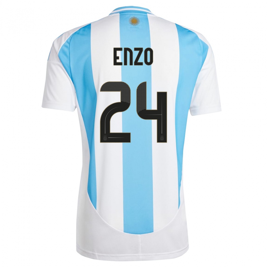 Homem Camisola Argentina Enzo Fernandez #24 Branco Azul Principal 24-26 Camisa Brasil