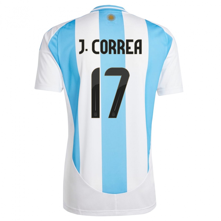 Homem Camisola Argentina Joaquin Correa #17 Branco Azul Principal 24-26 Camisa Brasil
