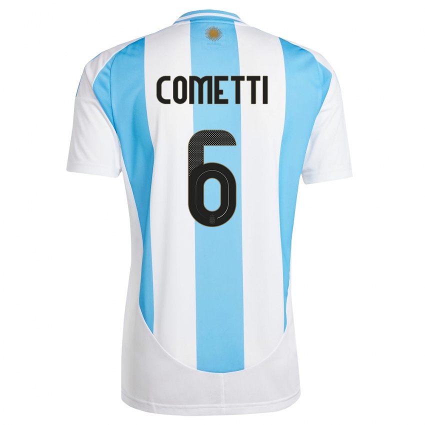 Homem Camisola Argentina Aldana Cometti #6 Branco Azul Principal 24-26 Camisa Brasil