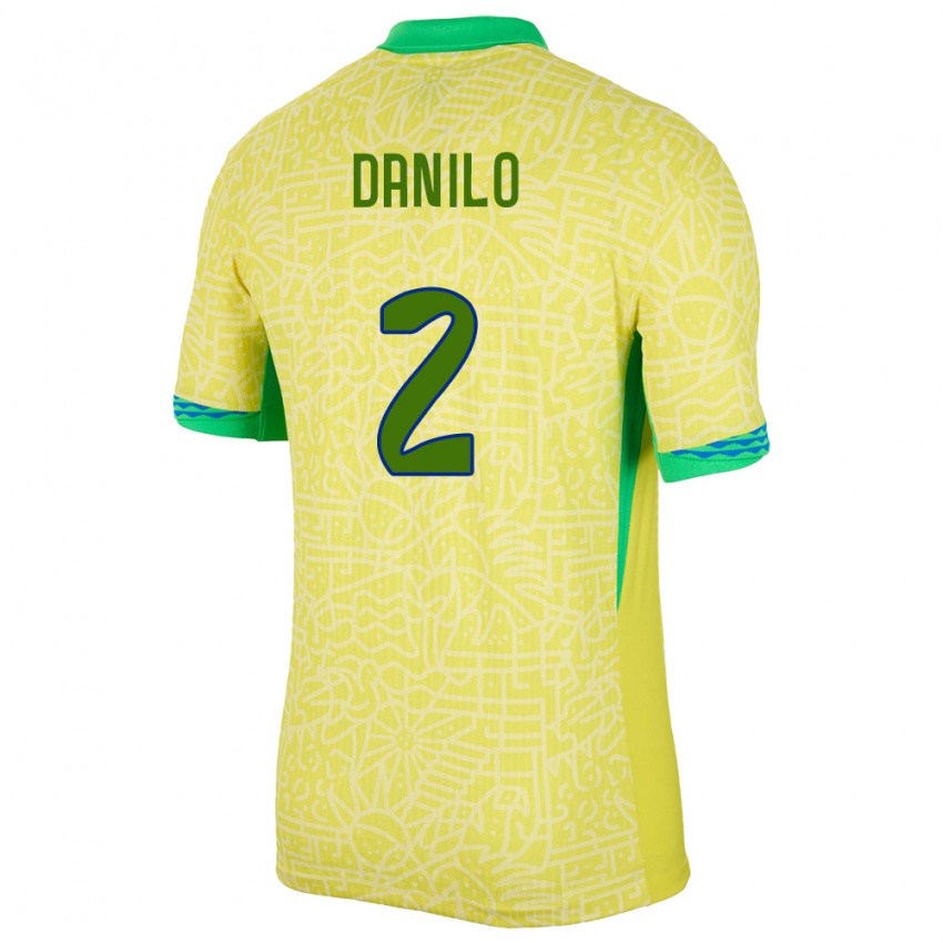 Homem Camisola Brasil Danilo #2 Amarelo Principal 24-26 Camisa Brasil