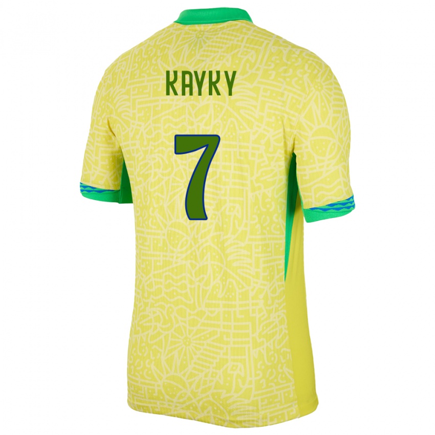 Homem Camisola Brasil Kayky #7 Amarelo Principal 24-26 Camisa Brasil