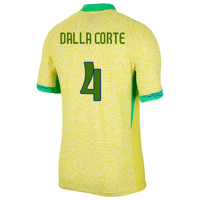 Homem Camisola Brasil Joao Dalla Corte #4 Amarelo Principal 24-26 Camisa Brasil