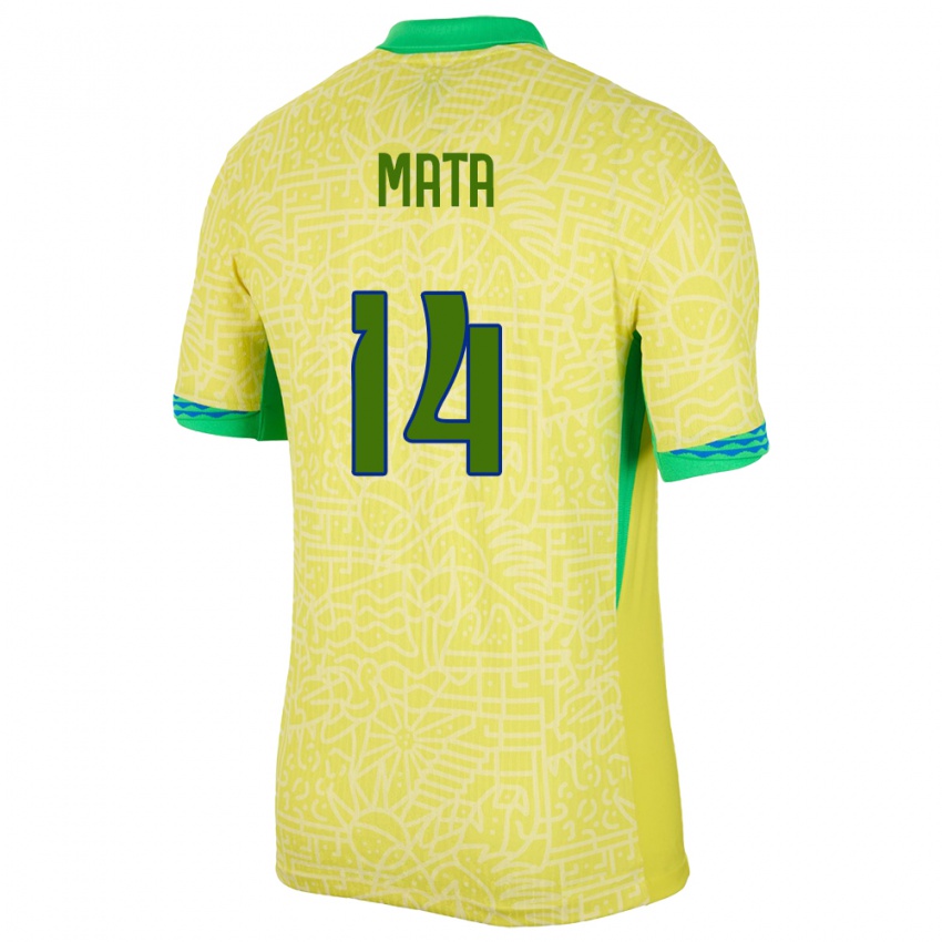 Homem Camisola Brasil Da Mata #14 Amarelo Principal 24-26 Camisa Brasil