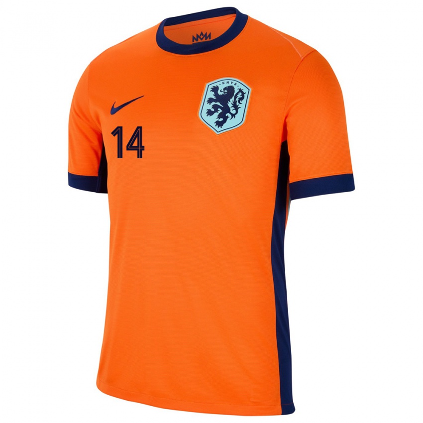 Homem Camisola Países Baixos Davy Klaassen #14 Laranja Principal 24-26 Camisa Brasil