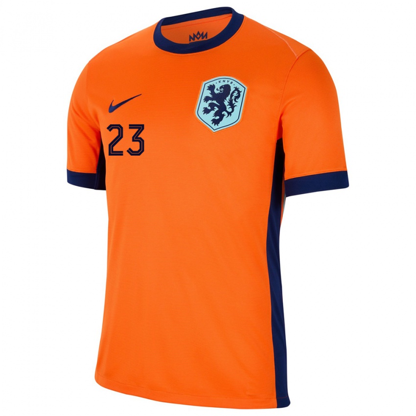 Homem Camisola Países Baixos Mark Flekken #23 Laranja Principal 24-26 Camisa Brasil