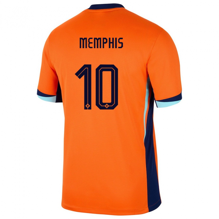 Homem Camisola Países Baixos Memphis Depay #10 Laranja Principal 24-26 Camisa Brasil