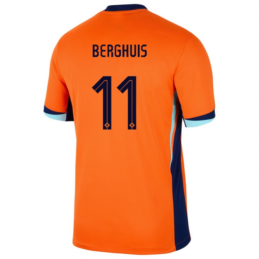 Homem Camisola Países Baixos Steven Berghuis #11 Laranja Principal 24-26 Camisa Brasil