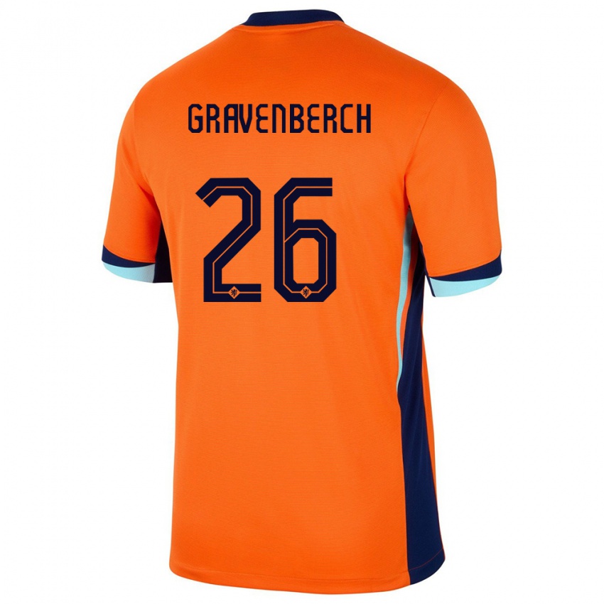 Homem Camisola Países Baixos Ryan Gravenberch #26 Laranja Principal 24-26 Camisa Brasil