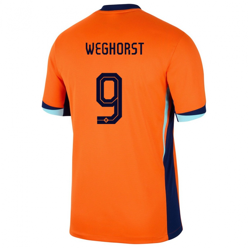 Homem Camisola Países Baixos Wout Weghorst #9 Laranja Principal 24-26 Camisa Brasil