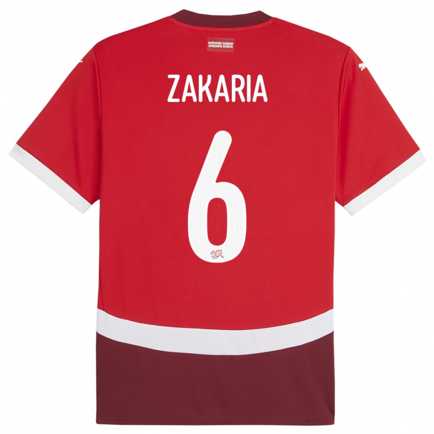 Homem Camisola Suiça Denis Zakaria #6 Vermelho Principal 24-26 Camisa Brasil